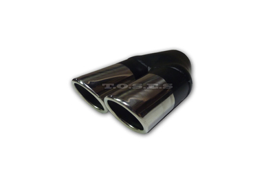Angle Cut Rolled In STAINLESS Exhaust Tip - 2.25" Inlet - Twin 3" Outlet