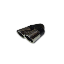 Angle Cut Rolled In STAINLESS Exhaust Tip - 2.25" Inlet - Twin 3" Outlet