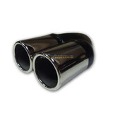 Straight Cut Rolled In STAINLESS Exhaust Tip - 2.25" Inlet - Twin 3" Outlet