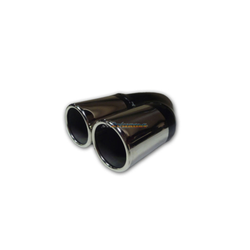 Straight Cut Rolled In STAINLESS Exhaust Tip - 2.5" Inlet - Twin 3" Outlet
