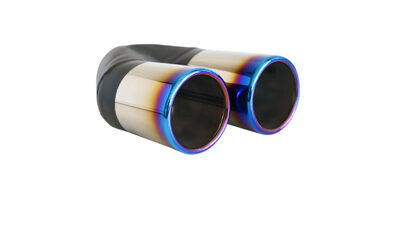 Rolled In Stepped BLUE FLAME Exhaust Tip - 2.25" Inlet - Twin 3" Outlet