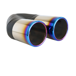 Rolled In Stepped BLUE FLAME Exhaust Tip - 2.5" Inlet - Twin 3" Outlet