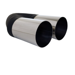 Straight Cut STAINLESS Exhaust Tip - 2.5" Inlet - Twin 3" Outlet