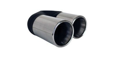 Straight Cut Rolled Inner Cone Stepped SS Exhaust Tip - 2.5" In - Twin 80mm Out