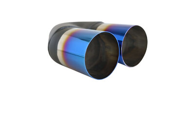 2.5" IN TWIN 3.5" OUTLET STRAIGHT CUT STAINLESS EXHAUST TIP BLUE FLAME
