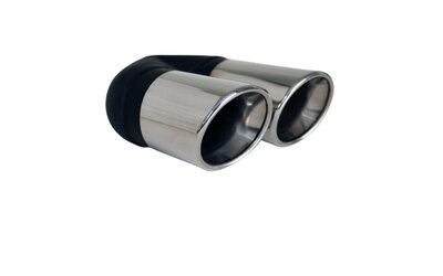 Angle Rolled Inner Cone STAINLESS Exhaust Tip - 2.25" Inlet - Twin 80mm Out LHS