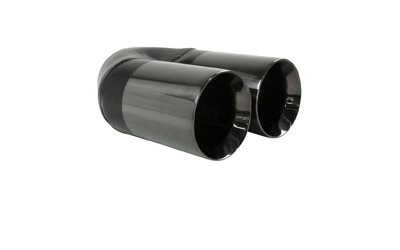Straight Cut Inner Cone BLACK CHROME Exhaust Tip - 2.25" Inlet - Twin 3.5" Outlet