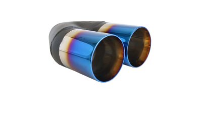 Straight Cut Inner Cone BLUE FLAME Exhaust Tip - 2.25" Inlet - Twin 3.5" Outlet