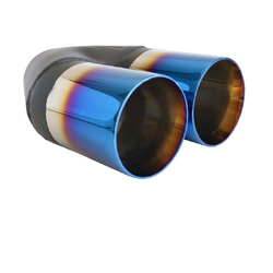 Straight Cut Inner Cone BLUE FLAME Exhaust Tip - 2.25" Inlet - Twin 3.5" Outlet
