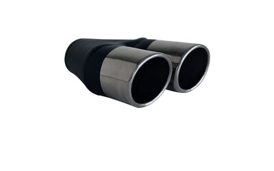 Angle Cut Rolled In STAINLESS Exhaust Tip - 3" Inlet - Twin 3.5" Outlet LHS