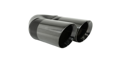 Angle Cut Inner Cone BLACK CHROME Exhaust Tip - 3" Inlet - Twin 3.5" Outlet