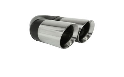 Angle Cut Inner Cone STAINLESS Exhaust Tip - 3" Inlet - Twin 3.5" Outlet