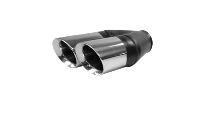 Angle Cut Inner Cone STAINLESS Exhaust Tip - 3" Inlet - Twin 3.5" Outlet RHS 