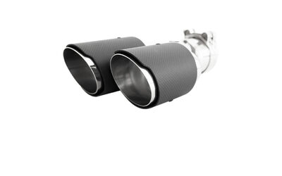 Angle Cut Stepped CARBON FIBRE Exhaust Tip - 2.5 " Inlet - Twin 3" Outlet RHS 
