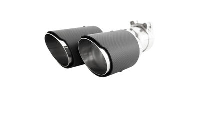 Angle Cut Stepped CARBON FIBRE Exhaust Tip - 2.5 " Inlet - Twin 3" Outlet RHS