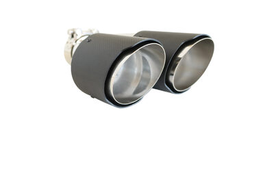 Angle Cut Stepped CARBON FIBRE Exhaust Tip - 2.5 " Inlet - Twin 3.5" Outlet LHS