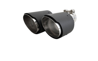 Angle Cut Stepped CARBON FIBRE Exhaust Tip - 2.5 " Inlet - Twin 3.5" Outlet RHS 