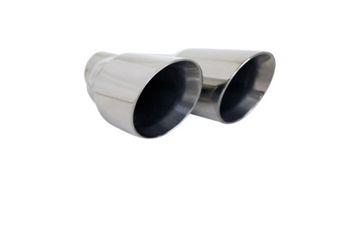 Angle Cut Inner Cone STAINLESS Exhaust Tip - 2.5" Inlet - Twin 3.5" Outlet LHS