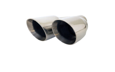 Angle Cut Inner Cone STAINLESS Exhaust Tip - 2.5" Inlet - Twin 3.5" Outlet RHS 