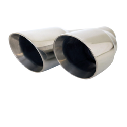 Angle Cut Inner Cone STAINLESS Exhaust Tip - 2.5" Inlet - Twin 3.5" Outlet RHS 