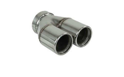Straight Cut Rolled Inner Cone Stepped Exhaust Tip - 3.5" Inlet - Twin 3" Outlet