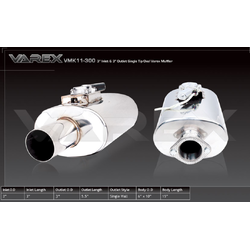 Universal Muffler 3" Centre/Centre - 10" x 6" x 15" Long OVAL - VAREX Valved