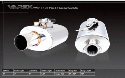 Varex muffler 16" long 10" wide x 6" high and 4" in and out