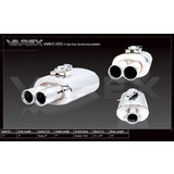 Varex muffler 15" long 10" wide x 6" high and 3" inlet with twin 3" tips