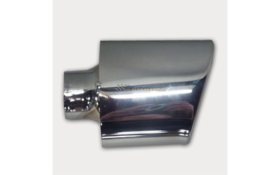 Oval Angle Cut Rolled In CHROME Exhaust Tip - 2.5" Inlet - 140 x 80mm Outlet LHS