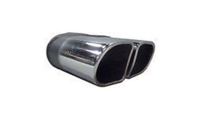 D SHAPE TWIN OUTLET ROLLED END DOUBLE ANGLE CHROME EXHAUST TIP RHS CLEARANCE